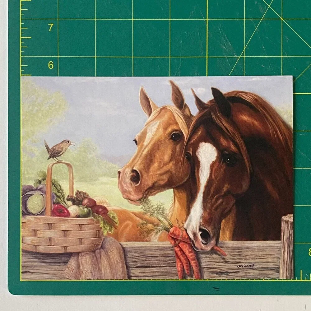 VTG Combo NOS Greeting & Magnet Leanin' Tree Joy Campbell THE OPPORTUNIST Horses